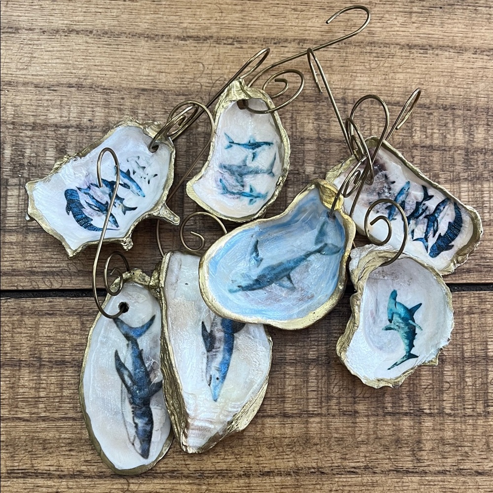 Seashell Ornaments set of 7 Handmade